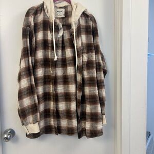American Eagle Outfitters Brown Plaid Hoodie